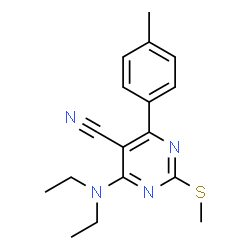 ChemSpider 2D Image | 4-(Diethylamino)-6-(4-methylphenyl)-2-(methylsulfanyl)-5-pyrimidinecarbonitrile | C17H20N4S