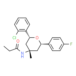 ChemSpider 2D Image | N-[(2R,4S,6S)-2-(2-Chlorophenyl)-6-(4-fluorophenyl)-4-methyltetrahydro-2H-pyran-4-yl]propanamide | C21H23ClFNO2