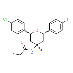 ChemSpider 2D Image | N-[(2R,4R,6S)-2-(4-Chlorophenyl)-6-(4-fluorophenyl)-4-methyltetrahydro-2H-pyran-4-yl]propanamide | C21H23ClFNO2