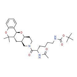 ChemSpider 2D Image | 2-Methyl-2-propanyl {(5S)-5-acetamido-6-[(6aS,7aR,11aS,12aS)-6,6-dimethyl-6a,7a,10,11,11a,12a-hexahydro-6H,7H-chromeno[3',4':5,6]pyrano[3,2-c]pyridin-9(8H)-yl]-6-oxohexyl}carbamate | C30H45N3O6