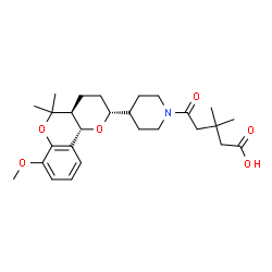 ChemSpider 2D Image | 5-{4-[(2R,4aS,10bS)-7-Methoxy-5,5-dimethyl-3,4,4a,10b-tetrahydro-2H,5H-pyrano[3,2-c]chromen-2-yl]-1-piperidinyl}-3,3-dimethyl-5-oxopentanoic acid | C27H39NO6