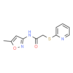 ChemSpider 2D Image | N-(5-Methyl-1,2-oxazol-3-yl)-2-(2-pyridinylsulfanyl)acetamide | C11H11N3O2S