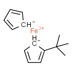ChemSpider 2D Image | Iron(2+) 2,4-cyclopentadienide 2-(2-methyl-2-propanyl)-2,4-cyclopentadienide (1:1:1) | C14H18Fe