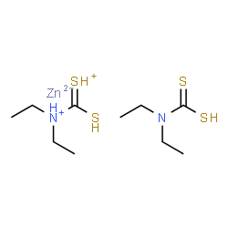 ChemSpider 2D Image | diethylcarbamodithioic acid;diethyl-[sulfanyl(sulfoniumylidene)methyl]ammonium;zinc(2-) | C10H24N2S4Zn