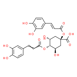 ChemSpider 2D Image | (1R,3R,4R,5R)-1,4-Bis{[(2E)-3-(3,4-dihydroxyphenyl)-2-propenoyl]oxy}-3,5-dihydroxycyclohexanecarboxylic acid | C25H24O12