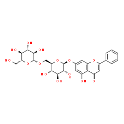 ChemSpider 2D Image | 5-Hydroxy-4-oxo-2-phenyl-4H-chromen-7-yl 6-O-beta-D-glucopyranosyl-beta-D-glucopyranoside | C27H30O14