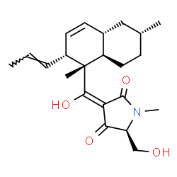 ChemSpider 2D Image | (3E,5S)-3-[{(1S,2R,4aS,6R,8aR)-1,6-Dimethyl-2-[(1E)-1-propen-1-yl]-1,2,4a,5,6,7,8,8a-octahydro-1-naphthalenyl}(hydroxy)methylene]-5-(hydroxymethyl)-1-methyl-2,4-pyrrolidinedione | C22H31NO4