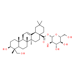 ChemSpider 2D Image | 1-O-[(3beta,5xi,18alpha)-3,23-Dihydroxy-28-oxoolean-12-en-28-yl]-beta-D-glucopyranose | C36H58O9