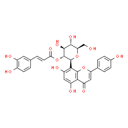 ChemSpider 2D Image | (1S)-1,5-Anhydro-1-[5,7-dihydroxy-2-(4-hydroxyphenyl)-4-oxo-4H-chromen-8-yl]-2-O-[(2E)-3-(3,4-dihydroxyphenyl)-2-propenoyl]-D-glucitol | C30H26O13