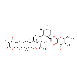 ChemSpider 2D Image | 1-O-{(3beta,5xi)-3-[(6-Deoxy-beta-D-glucopyranosyl)oxy]-27-hydroxy-27,28-dioxours-12-en-28-yl}-beta-D-glucopyranose | C42H66O14