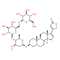 ChemSpider 2D Image | (3beta,5beta)-3-{[beta-D-Glucopyranosyl-(1->6)-beta-D-glucopyranosyl-(1->4)-2,6-dideoxy-3-O-methyl-beta-D-arabino-hexopyranosyl]oxy}-8,14-epoxycarda-16,20(22)-dienolide | C42H62O17