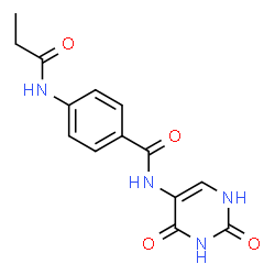 ChemSpider 2D Image | N-(2,4-Dioxo-1,2,3,4-tetrahydro-5-pyrimidinyl)-4-(propionylamino)benzamide | C14H14N4O4
