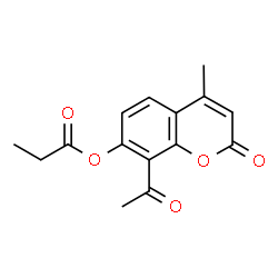 ChemSpider 2D Image | 8-Acetyl-4-methyl-2-oxo-2H-chromen-7-yl propionate | C15H14O5