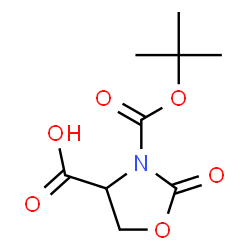 ChemSpider 2D Image | 3-{[(2-Methyl-2-propanyl)oxy]carbonyl}-2-oxo-1,3-oxazolidine-4-carboxylic acid | C9H13NO6