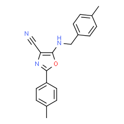 ChemSpider 2D Image | 5-[(4-Methylbenzyl)amino]-2-(4-methylphenyl)-1,3-oxazole-4-carbonitrile | C19H17N3O