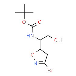 ChemSpider 2D Image | 2-Methyl-2-propanyl [1-(3-bromo-4,5-dihydro-1,2-oxazol-5-yl)-2-hydroxyethyl]carbamate | C10H17BrN2O4