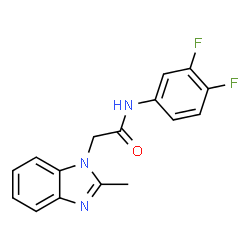 ChemSpider 2D Image | N-(3,4-Difluorophenyl)-2-(2-methyl-1H-benzimidazol-1-yl)acetamide | C16H13F2N3O