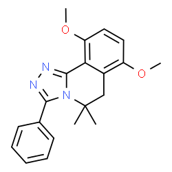 ChemSpider 2D Image | 7,10-Dimethoxy-5,5-dimethyl-3-phenyl-5,6-dihydro[1,2,4]triazolo[3,4-a]isoquinoline | C20H21N3O2