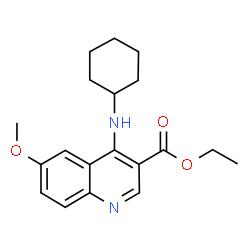 ChemSpider 2D Image | Ethyl 4-(cyclohexylamino)-6-methoxy-3-quinolinecarboxylate | C19H24N2O3