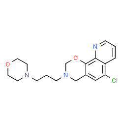 ChemSpider 2D Image | 6-Chloro-3-[3-(4-morpholinyl)propyl]-3,4-dihydro-2H-[1,3]oxazino[5,6-h]quinoline | C18H22ClN3O2
