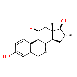 ChemSpider 2D Image | (11beta,16alpha,17beta)-16-Iodo-11-methoxyestra-1,3,5(10)-triene-3,17-diol | C19H25IO3