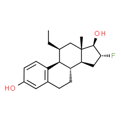 ChemSpider 2D Image | (11beta,16alpha,17beta)-11-Ethyl-16-fluoroestra-1,3,5(10)-triene-3,17-diol | C20H27FO2
