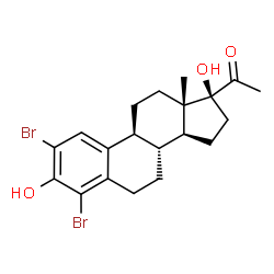 ChemSpider 2D Image | (17alpha)-2,4-Dibromo-3,17-dihydroxy-19-norpregna-1(10),2,4-trien-20-one | C20H24Br2O3