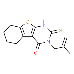 ChemSpider 2D Image | 3-(2-Methyl-2-propen-1-yl)-2-thioxo-2,3,5,6,7,8-hexahydro[1]benzothieno[2,3-d]pyrimidin-4(1H)-one | C14H16N2OS2