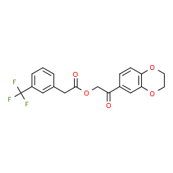 ChemSpider 2D Image | 2-(2,3-Dihydro-1,4-benzodioxin-6-yl)-2-oxoethyl [3-(trifluoromethyl)phenyl]acetate | C19H15F3O5