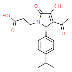 ChemSpider 2D Image | 3-[(2S)-3-Acetyl-4-hydroxy-2-(4-isopropylphenyl)-5-oxo-2,5-dihydro-1H-pyrrol-1-yl]propanoic acid | C18H21NO5