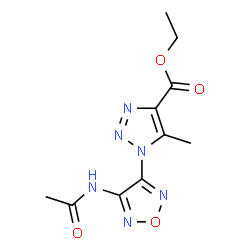 ChemSpider 2D Image | Ethyl 1-(4-acetamido-1,2,5-oxadiazol-3-yl)-5-methyl-1H-1,2,3-triazole-4-carboxylate | C10H12N6O4