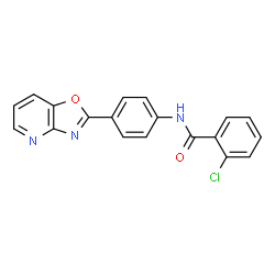 ChemSpider 2D Image | 2-Chloro-N-[4-([1,3]oxazolo[4,5-b]pyridin-2-yl)phenyl]benzamide | C19H12ClN3O2