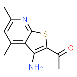 ChemSpider 2D Image | 1-(3-amino-4,6-dimethyl-2-thieno[2,3-b]pyridinyl)ethanone | C11H12N2OS