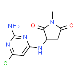 ChemSpider 2D Image | 3-[(2-Amino-6-chloro-4-pyrimidinyl)amino]-1-methyl-2,5-pyrrolidinedione | C9H10ClN5O2