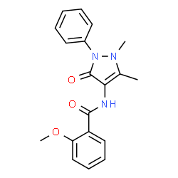 ChemSpider 2D Image | N-(1,5-Dimethyl-3-oxo-2-phenyl-2,3-dihydro-1H-pyrazol-4-yl)-2-methoxybenzamide | C19H19N3O3