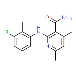 ChemSpider 2D Image | 2-(3-chloro-2-methyl-anilino)-4,6-dimethyl-pyridine-3-carboxamide | C15H16ClN3O