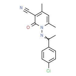 ChemSpider 2D Image | 1-{[1-(4-Chlorophenyl)ethylidene]amino}-4,6-dimethyl-2-oxo-1,2-dihydro-3-pyridinecarbonitrile | C16H14ClN3O
