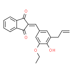 ChemSpider 2D Image | 2-(3-Allyl-5-ethoxy-4-hydroxybenzylidene)-1H-indene-1,3(2H)-dione | C21H18O4