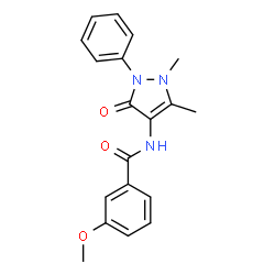 ChemSpider 2D Image | N-(1,5-Dimethyl-3-oxo-2-phenyl-2,3-dihydro-1H-pyrazol-4-yl)-3-methoxybenzamide | C19H19N3O3