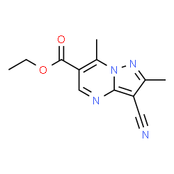 ChemSpider 2D Image | Ethyl 3-cyano-2,7-dimethylpyrazolo[1,5-a]pyrimidine-6-carboxylate | C12H12N4O2