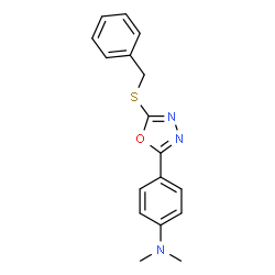 ChemSpider 2D Image | 4-[5-(Benzylsulfanyl)-1,3,4-oxadiazol-2-yl]-N,N-dimethylaniline | C17H17N3OS