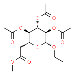 ChemSpider 2D Image | Ethyl (5R)-2,3,4-tri-O-acetyl-5-(2-methoxy-2-oxoethyl)-beta-D-xylopyranoside | C16H24O10