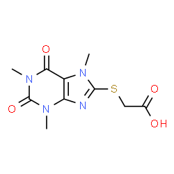 ChemSpider 2D Image | [(1,3,7-Trimethyl-2,6-dioxo-2,3,6,7-tetrahydro-1H-purin-8-yl)sulfanyl]acetic acid | C10H12N4O4S