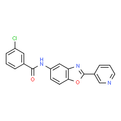ChemSpider 2D Image | 3-Chloro-N-[2-(3-pyridinyl)-1,3-benzoxazol-5-yl]benzamide | C19H12ClN3O2