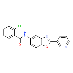 ChemSpider 2D Image | 2-Chloro-N-[2-(3-pyridinyl)-1,3-benzoxazol-5-yl]benzamide | C19H12ClN3O2
