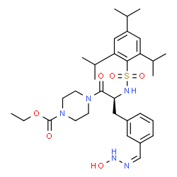 ChemSpider 2D Image | Ethyl 4-{3-[(Z)-(hydroxyhydrazono)methyl]-N-[(2,4,6-triisopropylphenyl)sulfonyl]-L-phenylalanyl}-1-piperazinecarboxylate | C32H47N5O6S