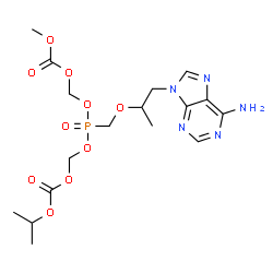 ChemSpider 2D Image | [(Isopropoxycarbonyl)oxy]methyl [(methoxycarbonyl)oxy]methyl ({[1-(6-amino-9H-purin-9-yl)-2-propanyl]oxy}methyl)phosphonate | C17H26N5O10P
