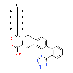 ChemSpider 2D Image | N-(~2~H_9_)Pentanoyl-N-{[2'-(2H-tetrazol-5-yl)-4-biphenylyl]methyl}-D-valine | C24H20D9N5O3