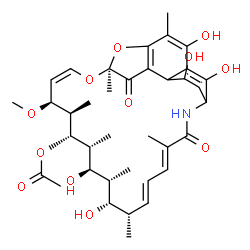 ChemSpider 2D Image | (7S,9Z,11S,12R,13S,14R,15R,16R,17S,18S,19E,21E)-2,15,17,27,29-Pentahydroxy-11-methoxy-3,7,12,14,16,18,22-heptamethyl-6,23-dioxo-8,30-dioxa-24-azatetracyclo[23.3.1.1~4,7~.0~5,28~]triaconta-1(28),2,4,9,
19,21,25(29),26-octaen-13-yl acetate | C37H47NO12