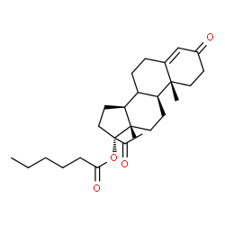 ChemSpider 2D Image | (8xi)-3,20-Dioxopregn-4-en-17-yl hexanoate | C27H40O4